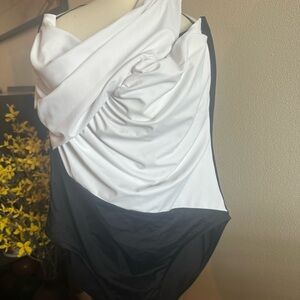 Magicsuit Brand, Elegant Black and White Swimsuit, Size 16